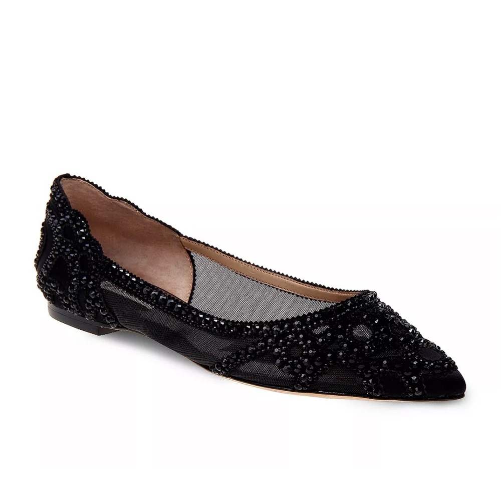 Badgley Mischka Gigi Crystal Black Flats - 7